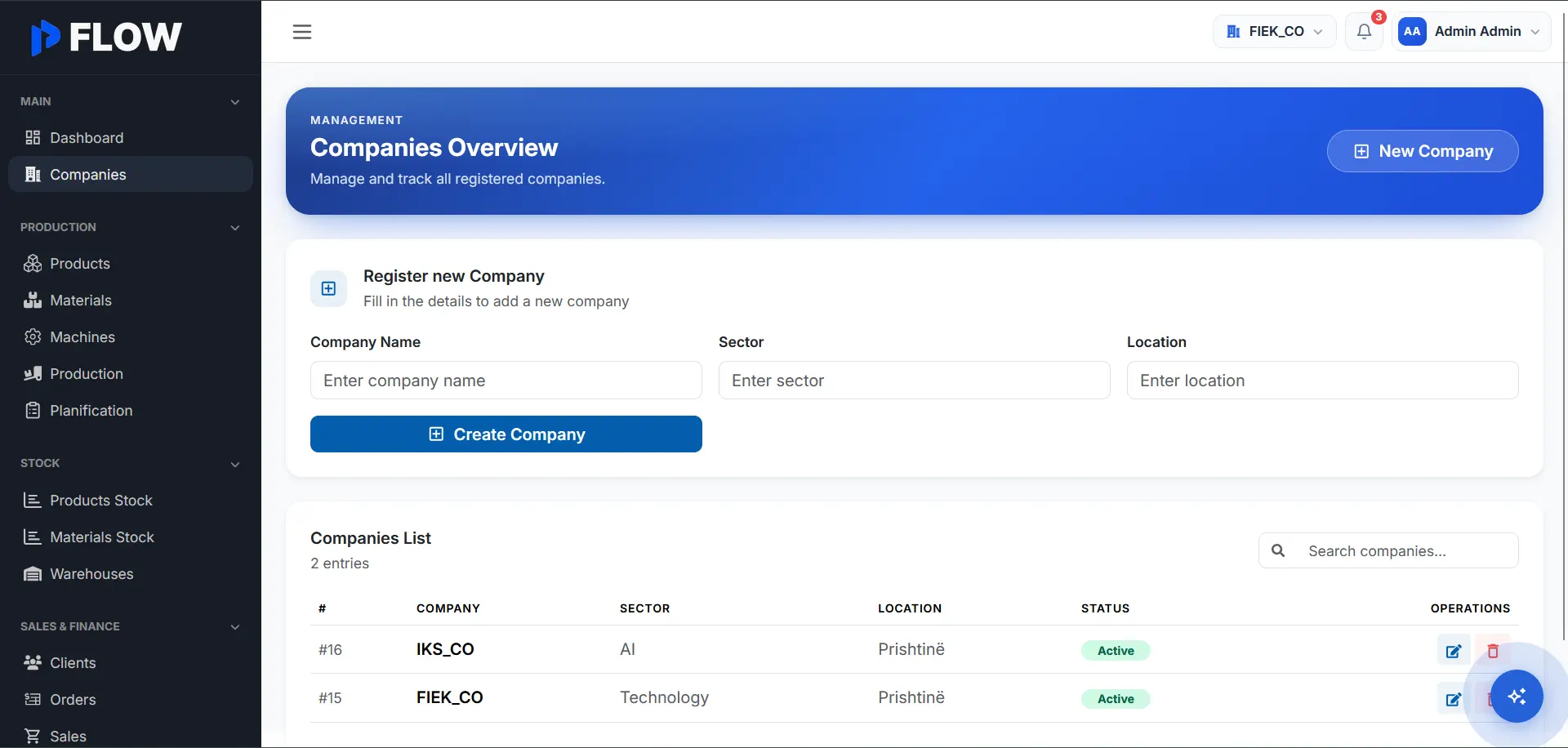Prod Flow - Manufacturing Management System